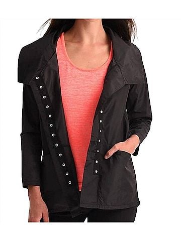 Angel Snap Front Rain Jacket in Black (view 2)
