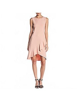 Bebe Blush Crepe Ruffle Hem Short Mini Dress in Blush (view 2)
