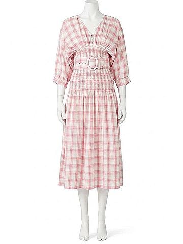 Nicholas Smocked Panel Dress in Pink (view 1)