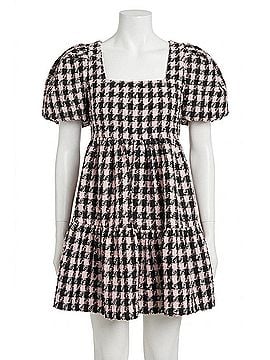 English Factory Genevieve Tweed Puff Sleeve Mini Dress in Black/ Pink (view 1)