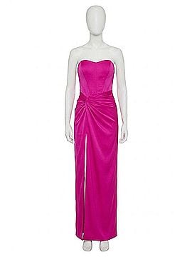 Liv Foster Strapless Long Evening Dress in Pink Flame (view 1)