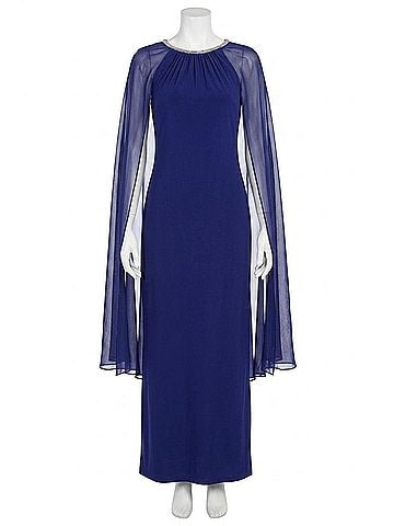 R&M Richards Rhinestone Neck Long Evening Dress in Electric Blue (view 1)