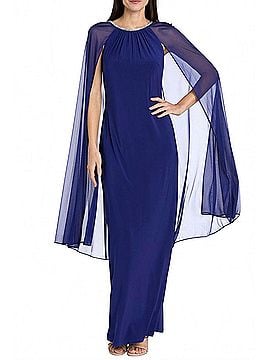 R&M Richards Rhinestone Neck Long Evening Dress in Electric Blue (view 2)