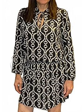 Ariella Smocking Links Detail Dress in Black (view 2)