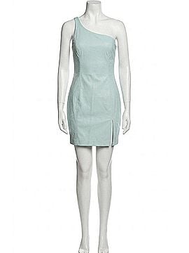 Susana Monaco One Shoulder Faux Leather Mini Dress in Rain (view 1)