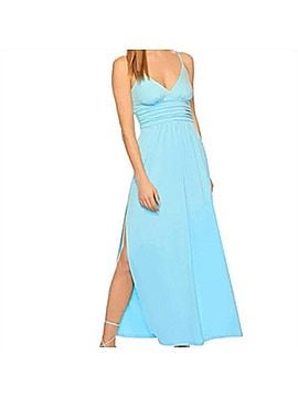 Susana Monaco Gathered Waist Side Slit Maxi Dress in Fresh Water (view 2)