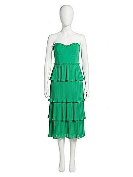 Olivaceous Lyla Strapless Ruffle Midi Dress in Green (view 1)