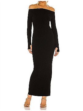 Michael Costello Off Shoulder Bodycon Dress in Black (view 2)