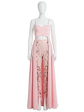 Rachel Allan Stretch Satin Gown With Beaded Pants in Pink (view 1)