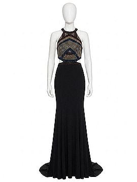 Rachel Allan Beaded Jersey Evening Gown in Black (view 1)