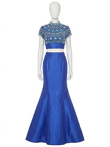 Rachel Allan Two-Piece Beaded Taffeta Mermaid Prom Gown in Royal (view 1)