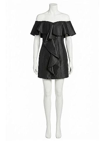 Badgley Mischka Blakely Off-The-Shoulder Cocktail Dress in Black (view 1)