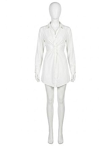 Line & Dot Sonia Mini Cut Out Shirt Dress in White (view 1)