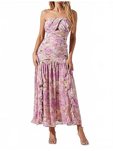 Astr Estefany Maxi Dress in Pink Floral (view 2)