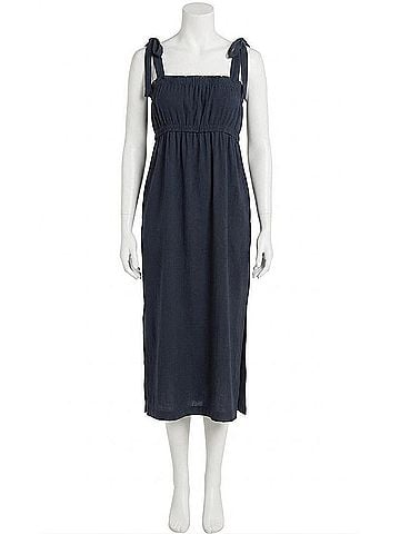 Bobi Women's Tied Strap Midi Dress in Navy Blue (view 1)