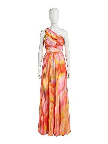 AMUR Women's Morris Open Back Gown in Blurred Stripe (view 1)