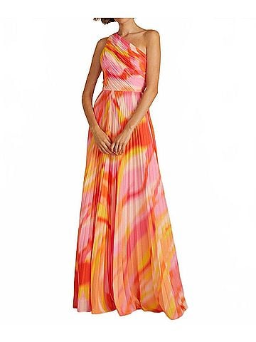 AMUR Women's Morris Open Back Gown in Blurred Stripe (view 2)