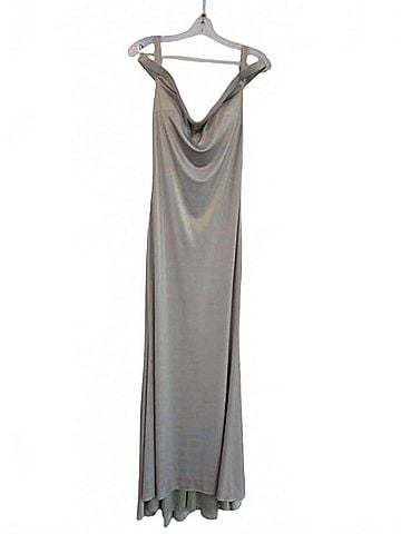 Jasz Couture Women's Chic Floor-Length Dress With Soft Drape Detail in Gold (view 2)