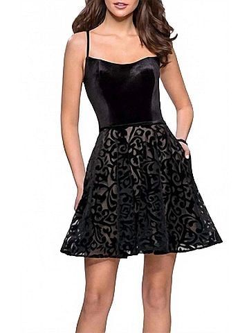 La Femme Velvet Dress in Black (view 2)