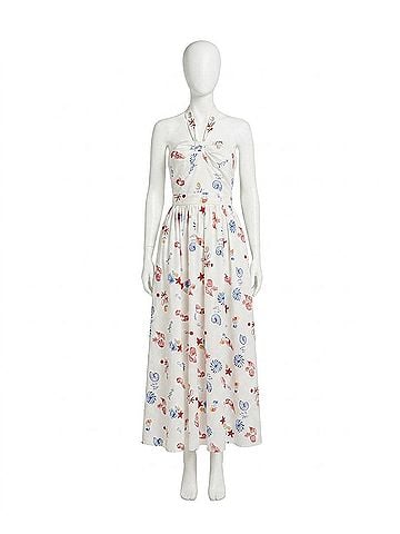 Line & Dot Reeta Midi Dress in White Multi (view 1)