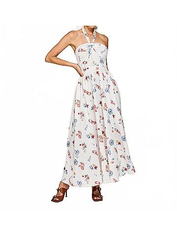 Line & Dot Reeta Midi Dress in White Multi (view 2)