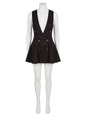 Ronny Kobo Vlad Linen Mini Dress in Black (view 1)