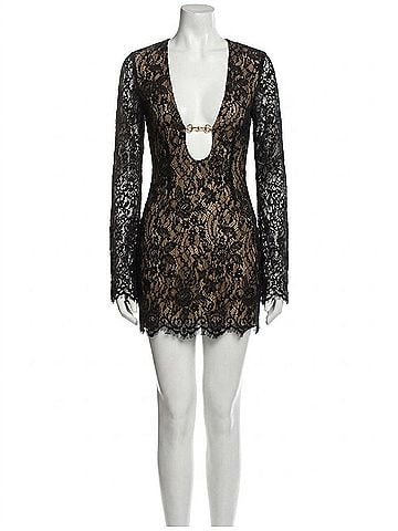 RUMORED Fools Rush Mini Dress in Black Lace (view 1)