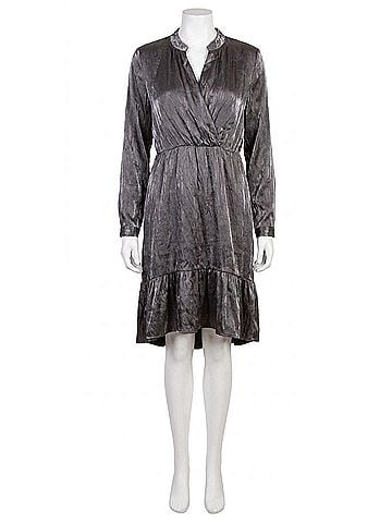 GiGi Moda Leah V-Neck Midi Dress in Charcoal (view 1)