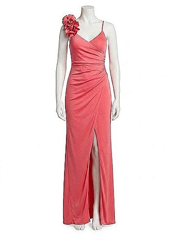 ML Monique Lhuillier Women's Rosa Jersey Long Dress in Calypso Coral (view 1)