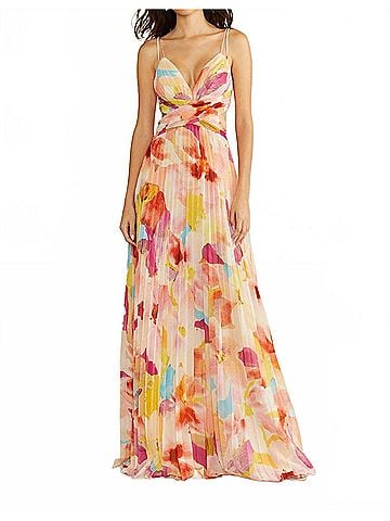 AMUR Lisle Pleated Gown in Desert Lily (view 2)