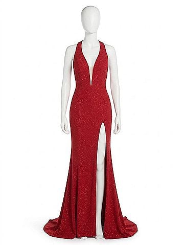 Panoply Women's Slit Prom Dress in Red (view 1)