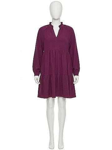 She + Sky Long Sleeve Mini Dress - Plus in Plum (view 1)