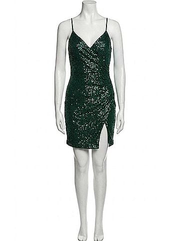 La Femme Short Sequin Dress in Emerald (view 1)