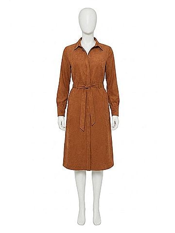 Tribal Faux Belted Long Sleeve Maxi Dress in Ginger Spice (view 1)