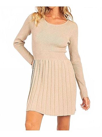 Heyson Cozy Cues Fit &amp; Flare Sweater Dress in Oatmeal (view 2)