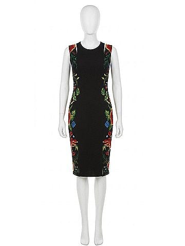 Eva Varro Women's Farah Dress in Black, Bright Floral Pattern Down The Side (view 1)