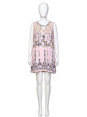 Velzera Sleeveless Keyhole Mini Dress in Pink (view 1)
