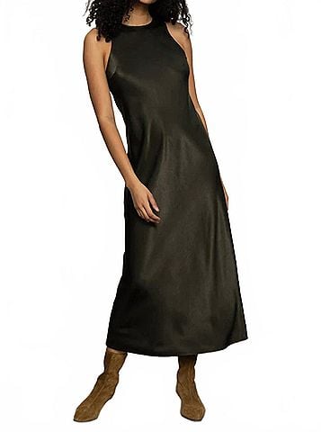 Sanctuary Everday Satin Dress in Black Olive (view 2)