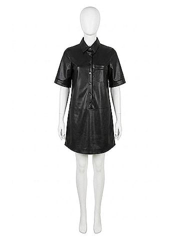 THML Faux Leather Shirt Dress in Black (view 1)