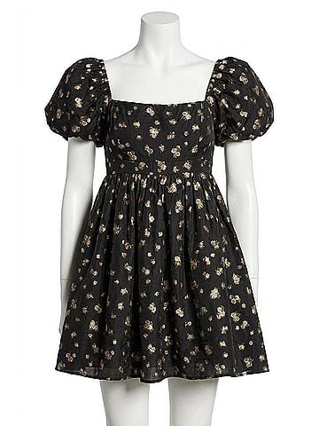 Storia Rose Bud Mini Dress in Black/ Pink (view 1)