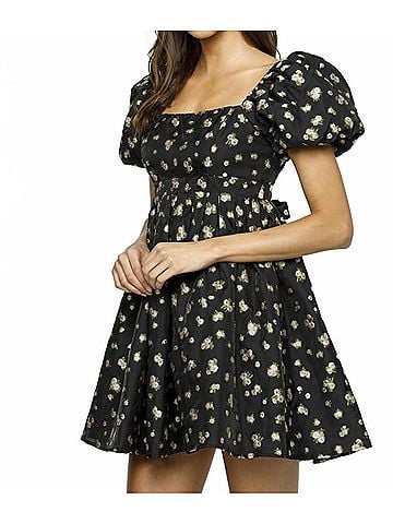 Storia Rose Bud Mini Dress in Black/ Pink (view 2)