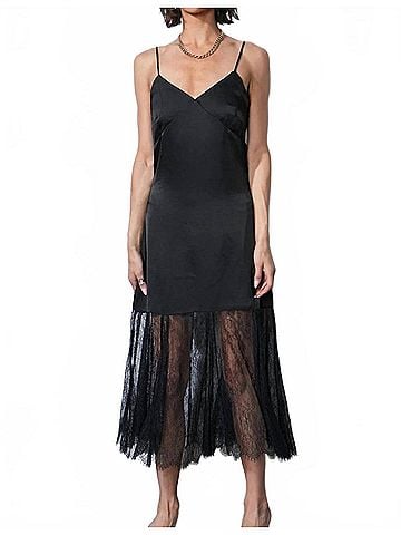 Greylin Sheer Skirt Slip Dress in Black (view 2)