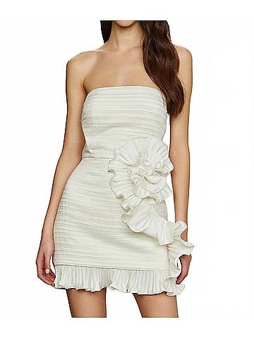 AMUR Isla Rosette Mini Dress in Ivory (view 2)