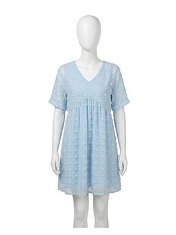 ePretty Baby Doll Swiss Dot Mini Dress in Light Blue (view 1)