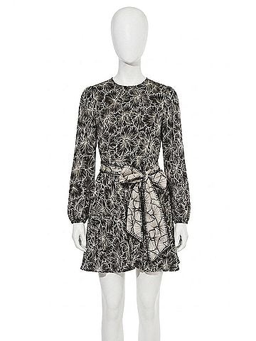 Adelyn Rae Sasha Pleated Mini Dress in Black/ Cream (view 1)