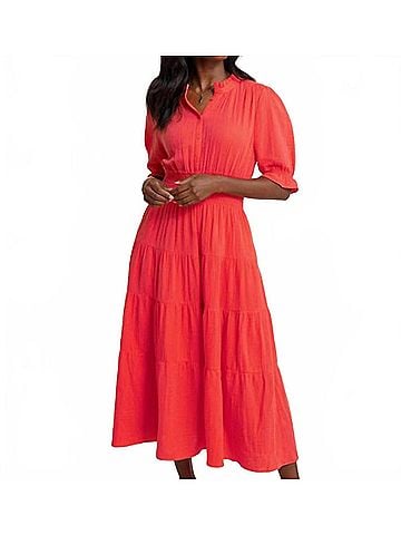 Southern Tide Christa Short Sleeve Maxi Dress in Sunset Coral (view 2)