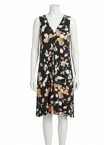 Tribal Edie Printed Jersey Flare Sleeveless Dress in Papaya (view 1)