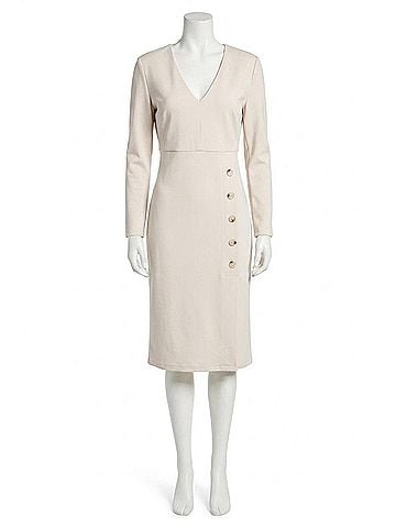 Maggy London Long Sleeve Button Detail Dress in Horn (view 1)