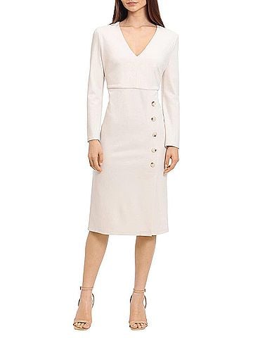 Maggy London Long Sleeve Button Detail Dress in Horn (view 2)