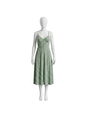 Lucky Brand V-Neck Button Down Midi Dress in Sage Green (view 1)